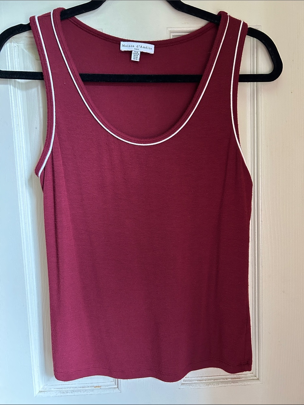 Maison d’Adalie Burgundy Tank with White Trim